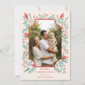 手描きの葉の境界線の写真 ホリデー カード (正面)