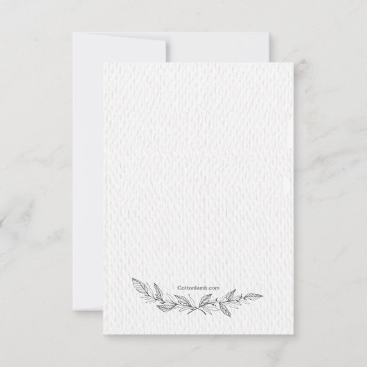 手描きの葉の死別のサンキューカード サンキューカード (裏面)