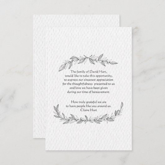 手描きの葉の死別のサンキューカード サンキューカード (正面/裏面)