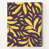 手描きの葉の黄色のシームレスパターン ノートブック (裏面)