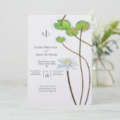 手描きの蓮の花の結婚式の招待状 招待状 (スタンド正面)