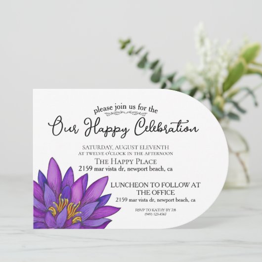 手描きの蓮の花 招待状 (スタンド正面)