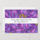 手描きの蓮の花 招待状 (正面)