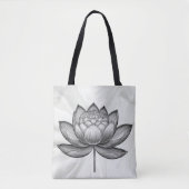 手描きの蓮の花、水蓮の花 トートバッグ (正面)