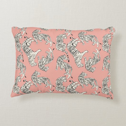 手描きの虎のシームレスな模様、大きな猫(dif) アクセントクッション (裏面)