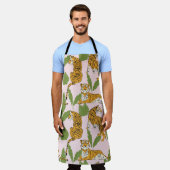 手描きの虎のシームレスな模様、大きな猫(dif) エプロン (着用した状態)