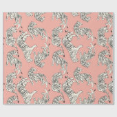 手描きの虎のシームレスな模様、大きな猫(dif) ラッピングペーパー (フラット)