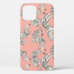 手描きの虎のシームレスな模様、大きな猫(dif) iPhone 12ケース