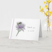 手描きの蜂オンアザミサンキューカード カード (黄色い花)