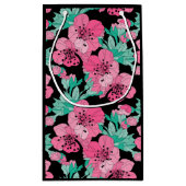 手描きの装飾的なさくらんぼの花模様       スモールペーパーバッグ (裏面)