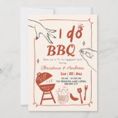 手描きの裏庭 I do BBQ エンゲージメントパーティー 招待状 (正面)