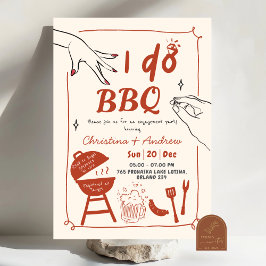 手描きの裏庭 I do BBQ エンゲージメントパーティー 招待状