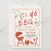 手描きの裏庭 I do BBQ 記念日パーティー 招待状 (正面)
