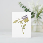 手描きの西洋オダマキの花 ポストカード (スタンド正面)