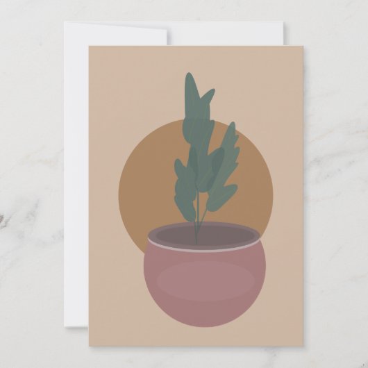 手描きの観葉植物のアースカラーのグリーティングカード (正面)