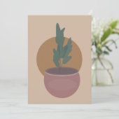 手描きの観葉植物のアースカラーのグリーティングカード (スタンド正面)