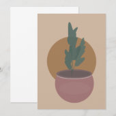 手描きの観葉植物のアースカラーのグリーティングカード (正面/裏面)
