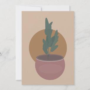 手描きの観葉植物のアースカラーのグリーティングカード