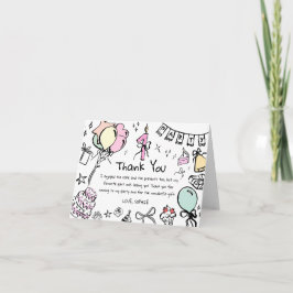 手描きの誕生日お礼カード サンキューカード