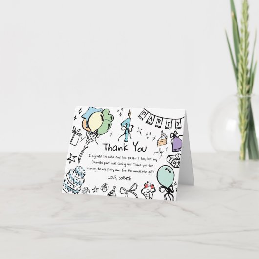 手描きの誕生日お礼カード サンキューカード (正面)