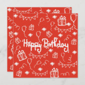 手描きの誕生日招待カード 招待状 (正面/裏面)