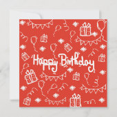 手描きの誕生日招待カード 招待状 (裏面)