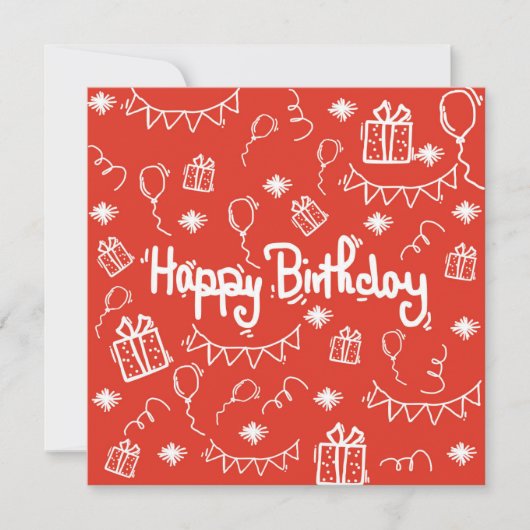 手描きの誕生日招待カード 招待状 (正面)