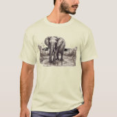 手描きの象 Tシャツ (正面)