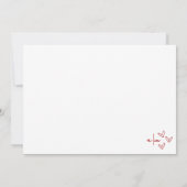 手描きの赤いウィスキカルな結婚式 サンキューカード (裏面)