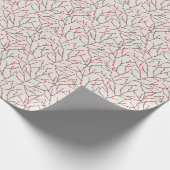 手描きの赤いウィンターベリーの枝 ラッピングペーパー (角)