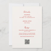 手描きの赤いオールインワンのウェディング 招待状 (裏面)