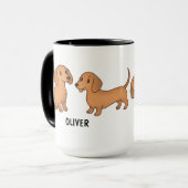 手描きの赤いダックスフントの犬のカスタム かわいい マグカップ (正面左)