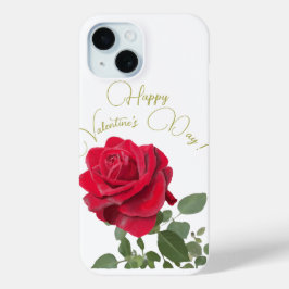 手描きの赤いバラ iPhone 15ケース