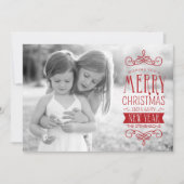 手描きの赤いホリデー写真カードのバナー シーズンカード (正面)