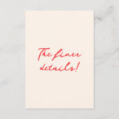 手描きの赤いユニークな結婚式の詳細 エンクロージャーカード (裏面)