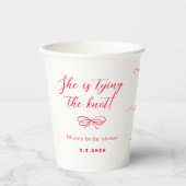 手描きの赤いリボンで結ばれた彼女 紙コップ (正面)