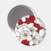 手描きの赤いリンゴの花 マグネット (正面/裏面)