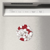 手描きの赤いリンゴの花 マグネット (インサイチュ (食洗機))