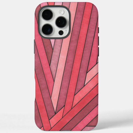 手描きの赤い幾何学ストライプデザイン Case-Mate iPhoneケース (裏面)