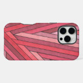 手描きの赤い幾何学ストライプデザイン iPhoneケース (裏面横)