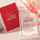 手描きの赤い文字が可愛い"That's Amore" ブライダルシャワー招待状 招待状
