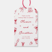 手描きの赤い結婚式 ギフトタグ (正面)