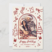 手描きの赤い落書きアーチの写真 クリスマス ハッピー シーズンカード (正面)