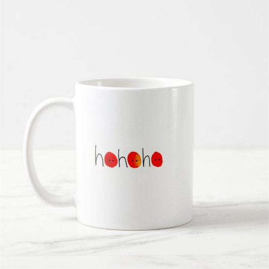 手描きの赤い鼻のクリスマスマグカップ　楽しいホホホ コーヒーマグカップ (左)