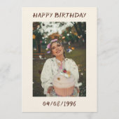 手描きの赤とクリーム色の30歳の誕生日写真  招待状 (裏面)