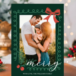 手描きの赤と緑の楽しい シーズンカード