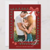 手描きの赤と緑の楽しい シーズンカード