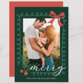 手描きの赤と緑の楽しい シーズンカード