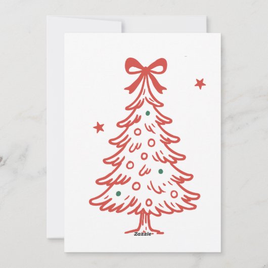 手描きの赤と緑の蝶結びフレームのクリスマス シーズンカード (裏面)