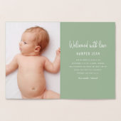 手描きの赤モダン児出産告知 箔カード (内部)